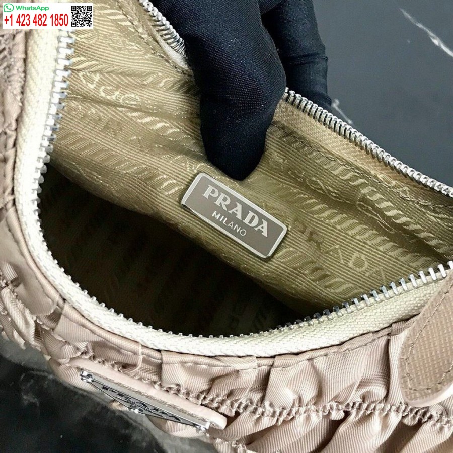 Replika Prady 1ne204 Prada Mini Torba Z Nylonu I Skóry Saffiano W Kolorze Morelowym