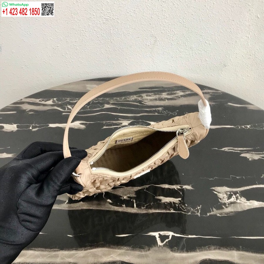 Replika Prady 1ne204 Prada Mini Torba Z Nylonu I Skóry Saffiano W Kolorze Morelowym