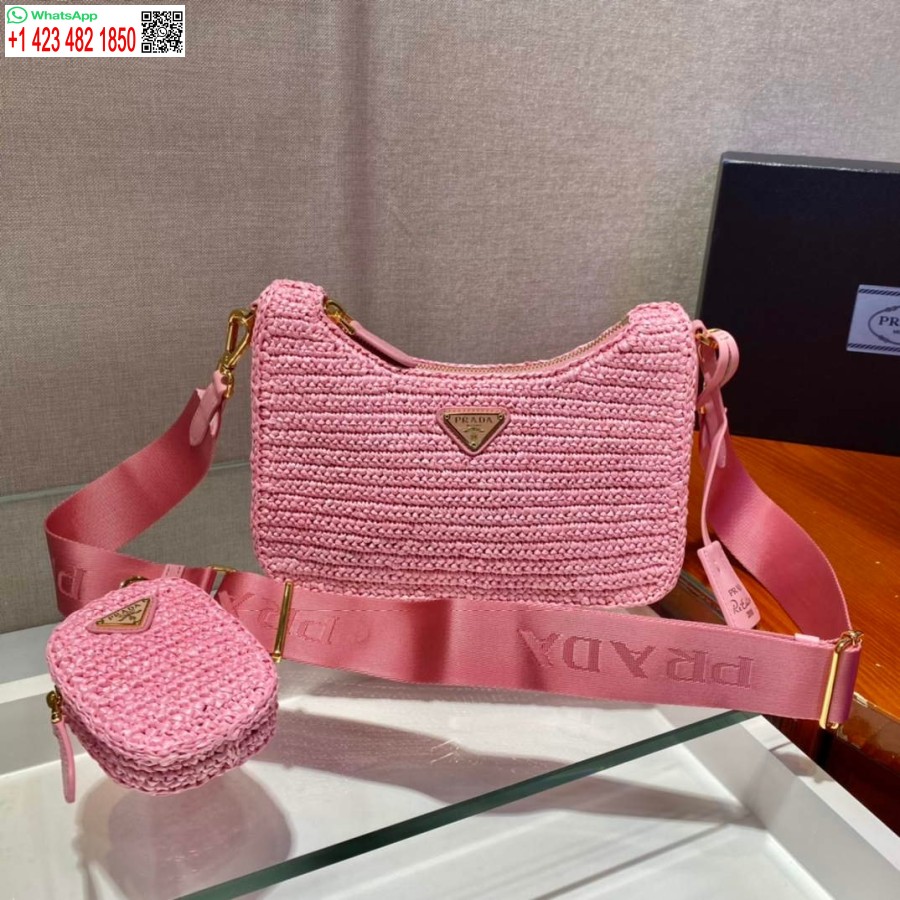 Replika Prada 1BH204 Prada Re-Edition 2005 Basttasche In Rosa