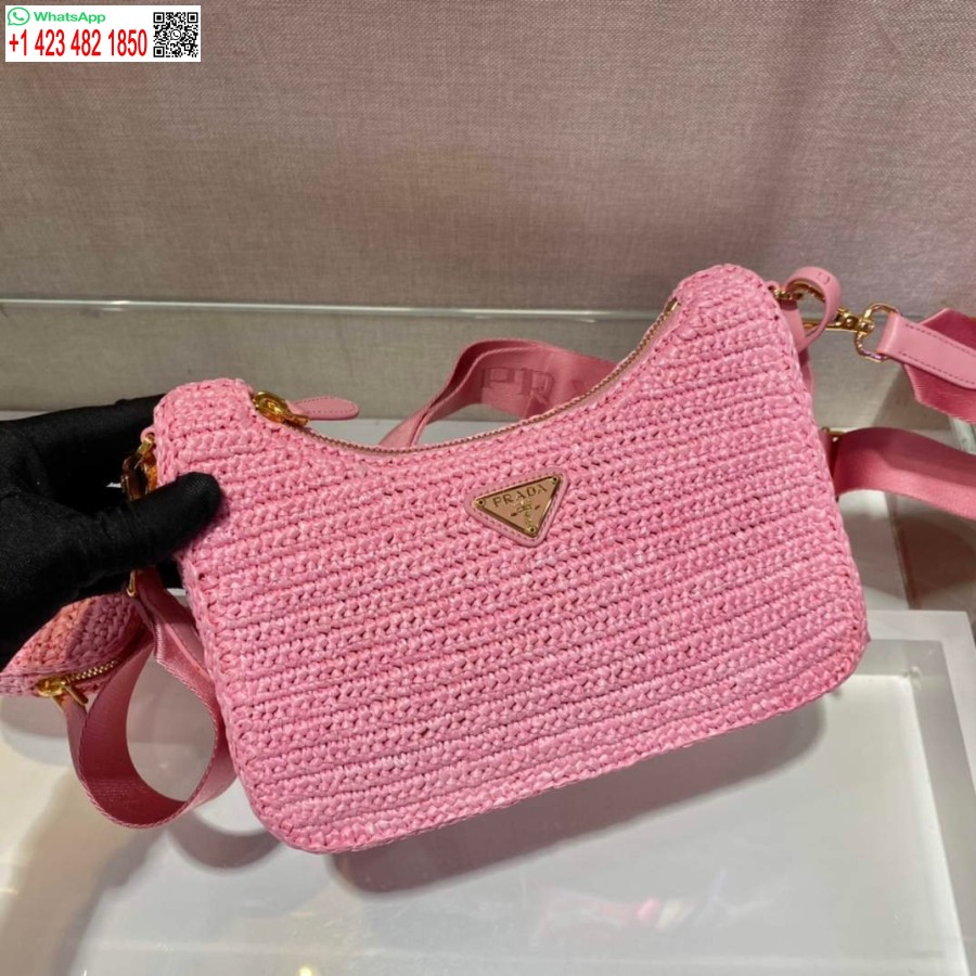 Replika Prada 1BH204 Prada Re-Edition 2005 Basttasche In Rosa