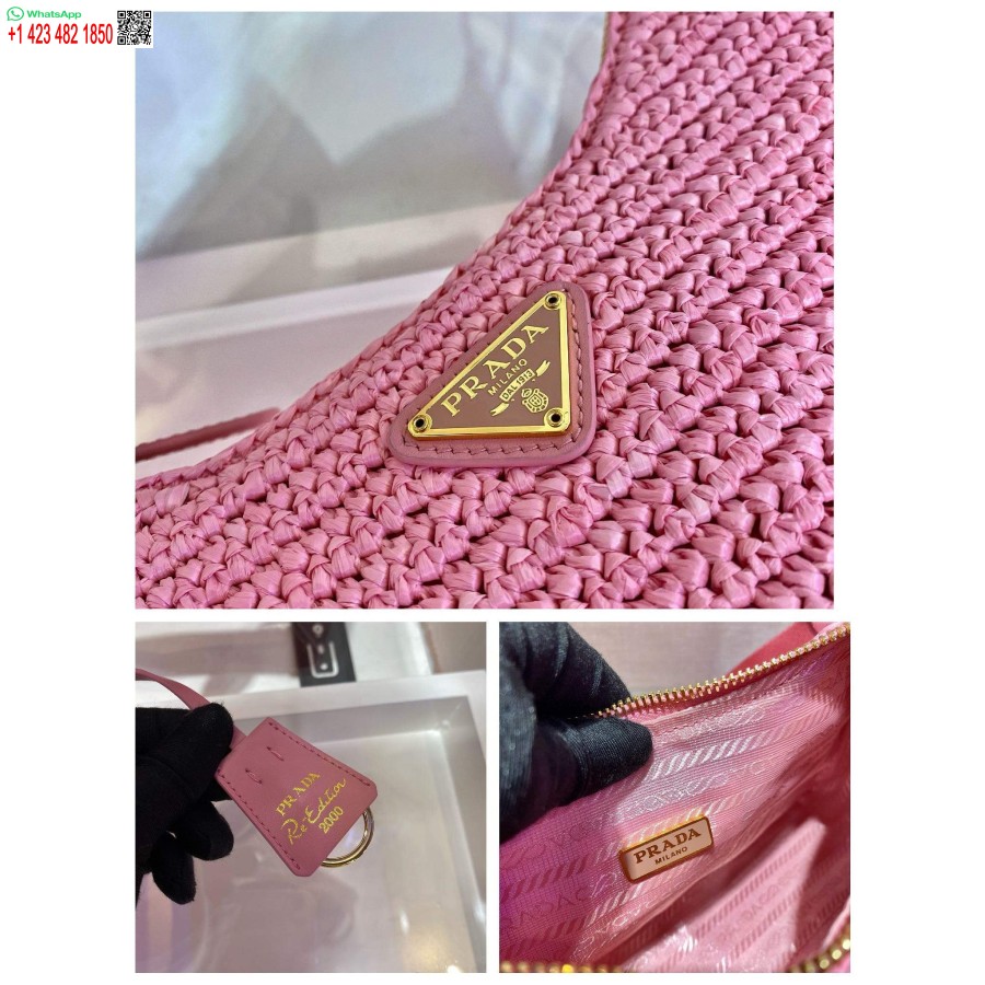Replika Prada 1BH204 Prada Re-Edition 2005 Basttasche In Rosa