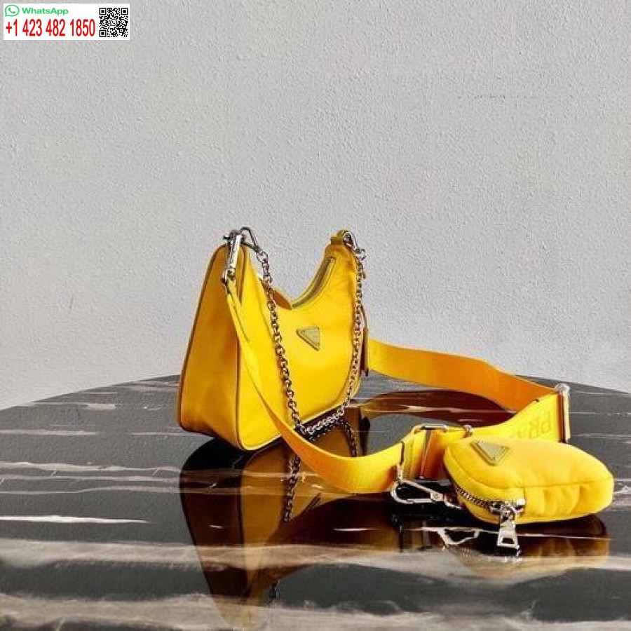 ρεπλίκα Prada 1bh204 Prada Re-edition 2005 νάιλον σακούλα κίτρινη