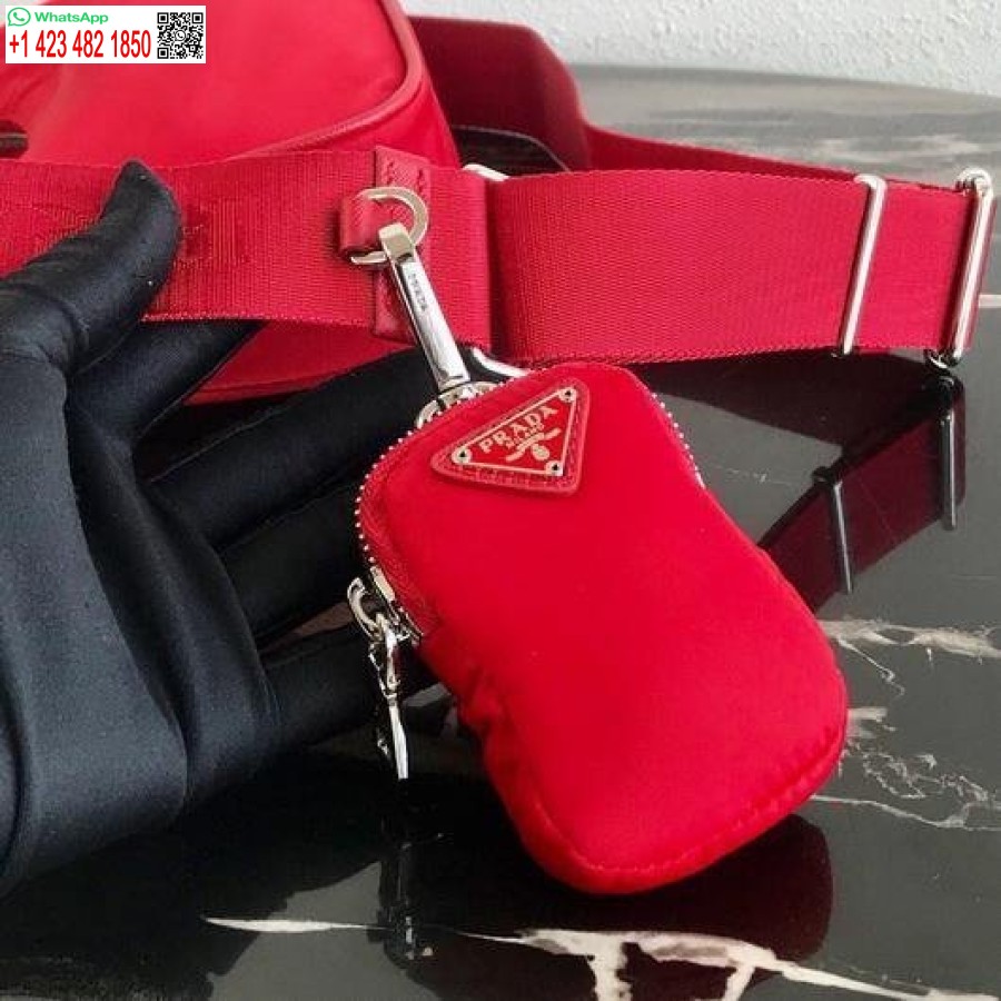 Replika Prada 1bh204 Prada Re-edition 2005 Nailon Maišelis Raudonas