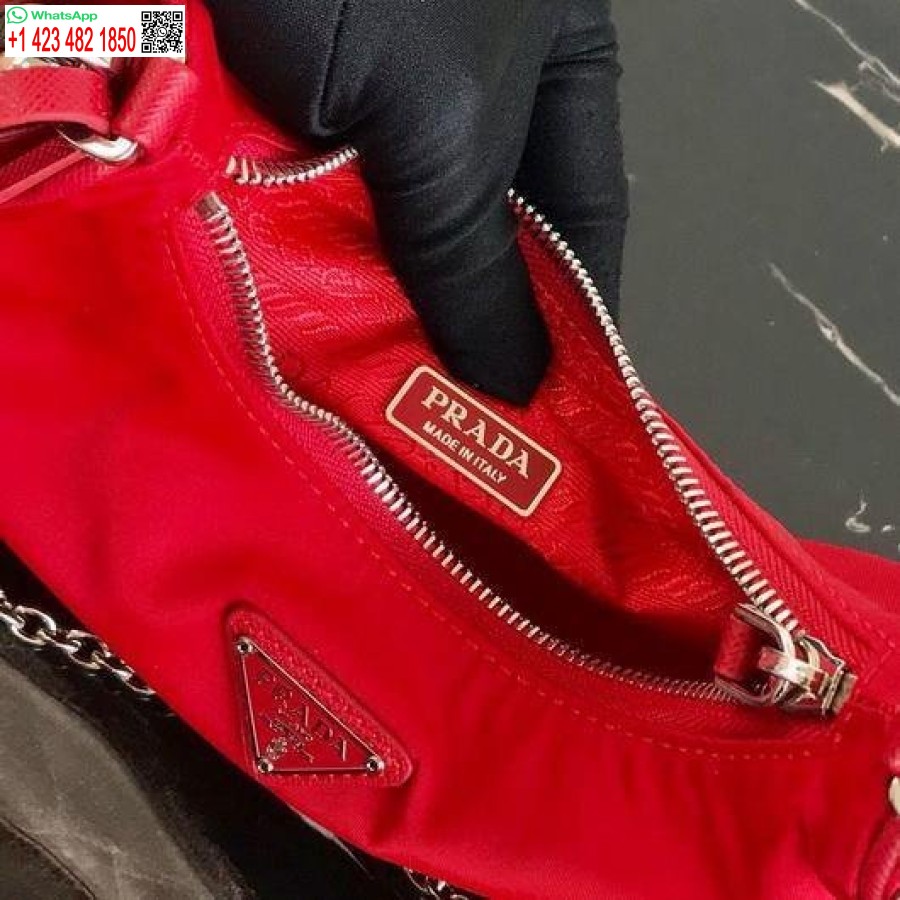 Replika Prada 1bh204 Prada Re-edition 2005 Nailon Maišelis Raudonas