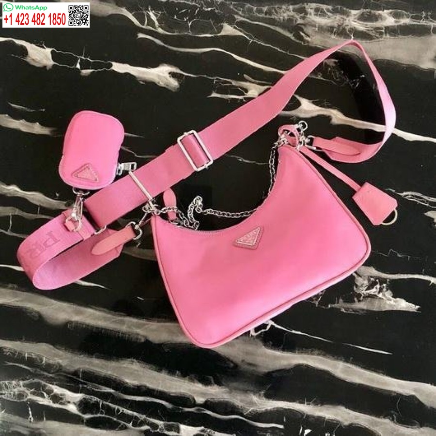 Replika Prada 1bh204 Prada Re-edition 2005 Nailon Maišelis Rožinis