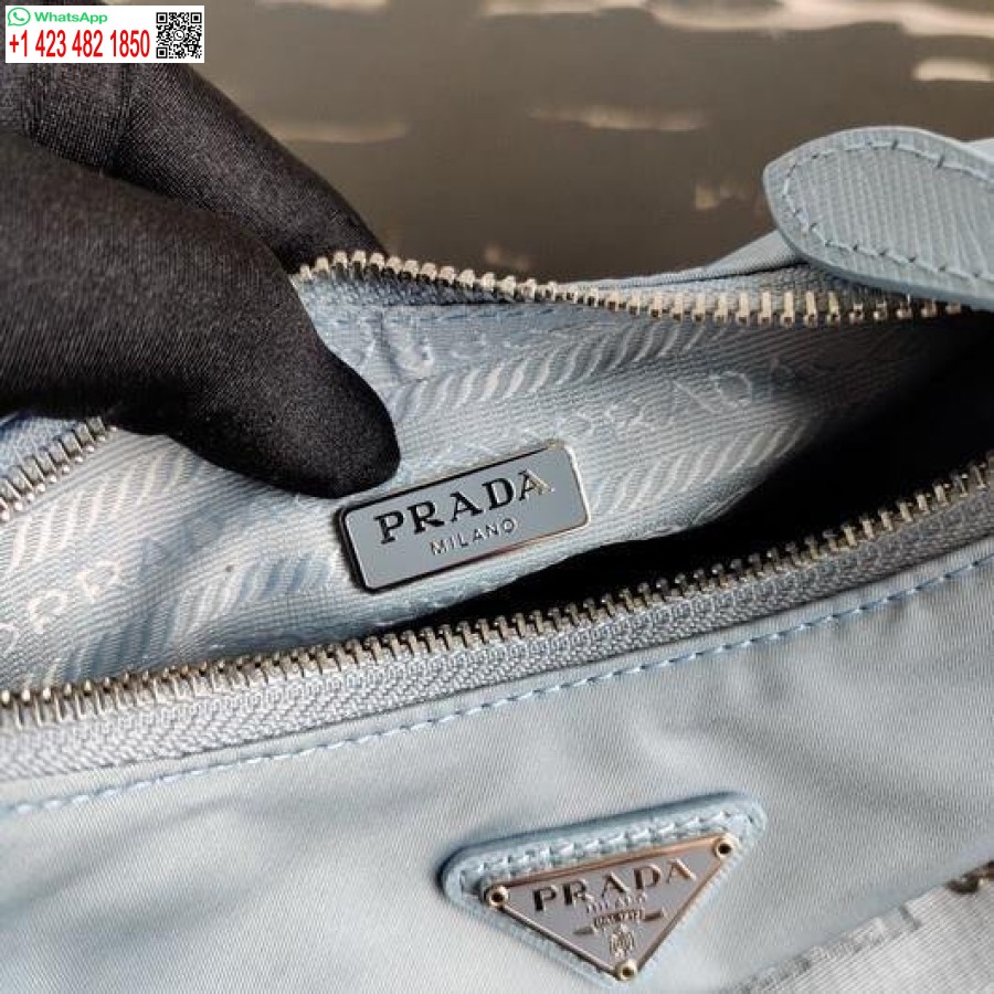 Replica Prada 1bh204 Geanta Prada Re-edition 2005 Nailon Albastru Deschis