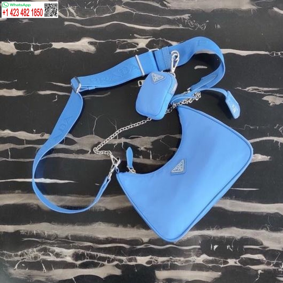 Replika Prada 1bh204 Prada Reedice 2005 Nylonová Taška Modrá