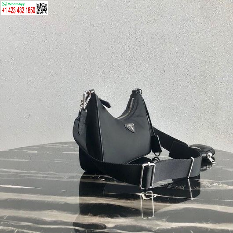 Replika Prada 1bh204 Prada Reedice 2005 Nylonová Taška černá