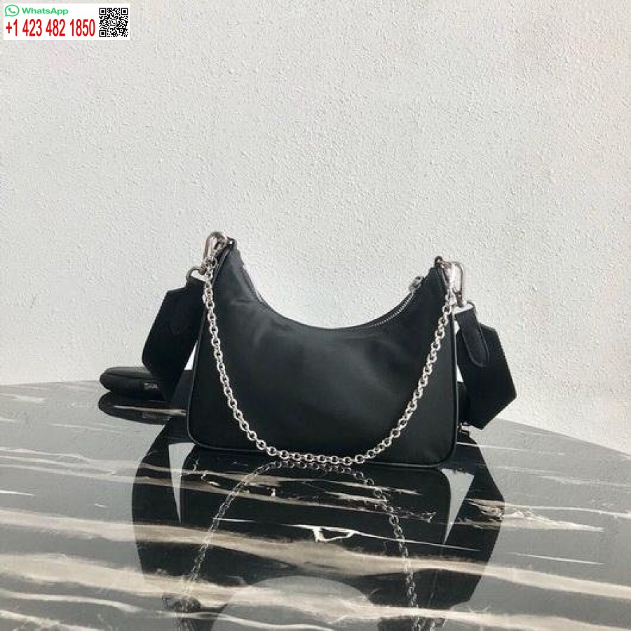 Replika Prada 1bh204 Prada Reedice 2005 Nylonová Taška černá