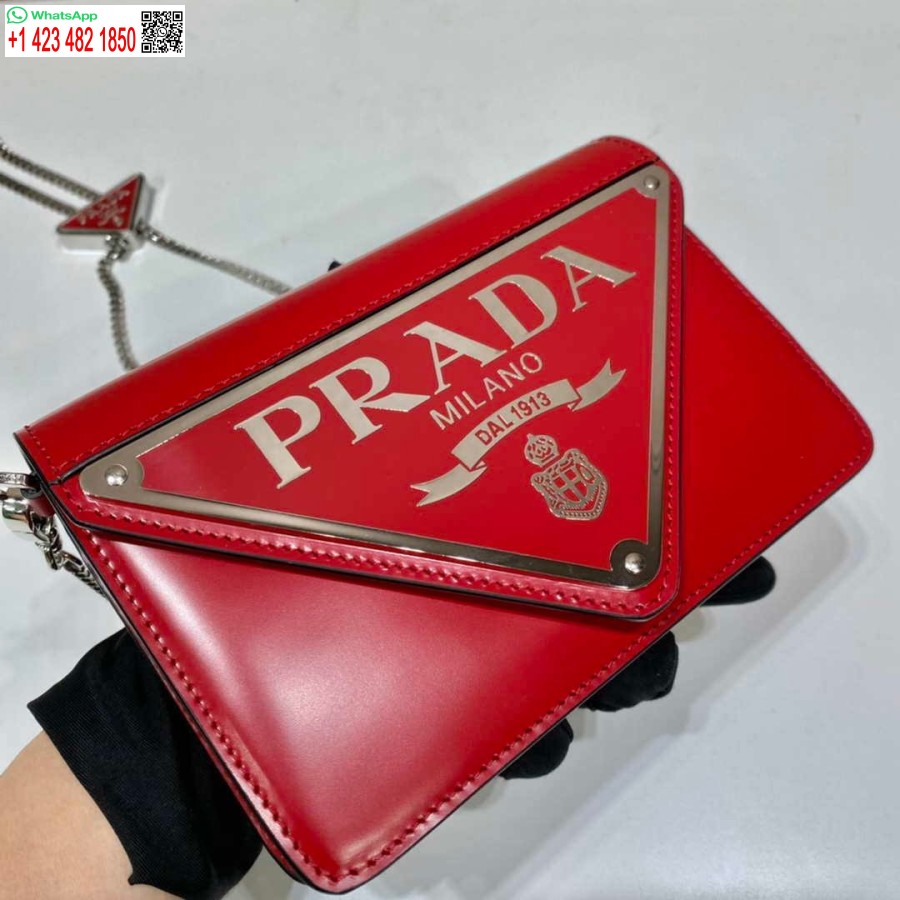 Replica Prada 1bh189 Borsa A Tracolla In Pelle Spazzolata Rossa