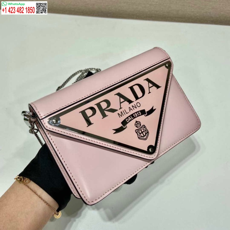 Replica Prada 1bh189 Borsa A Tracolla In Pelle Spazzolata Rosa Chiaro