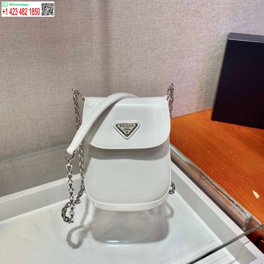 Replica Prada 1bh185 Mini Cleo Piele Periată Alb