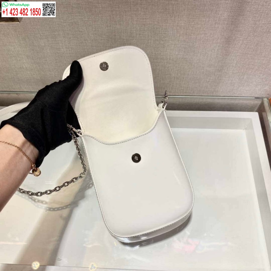 Replica Prada 1bh185 Mini Cleo Piele Periată Alb