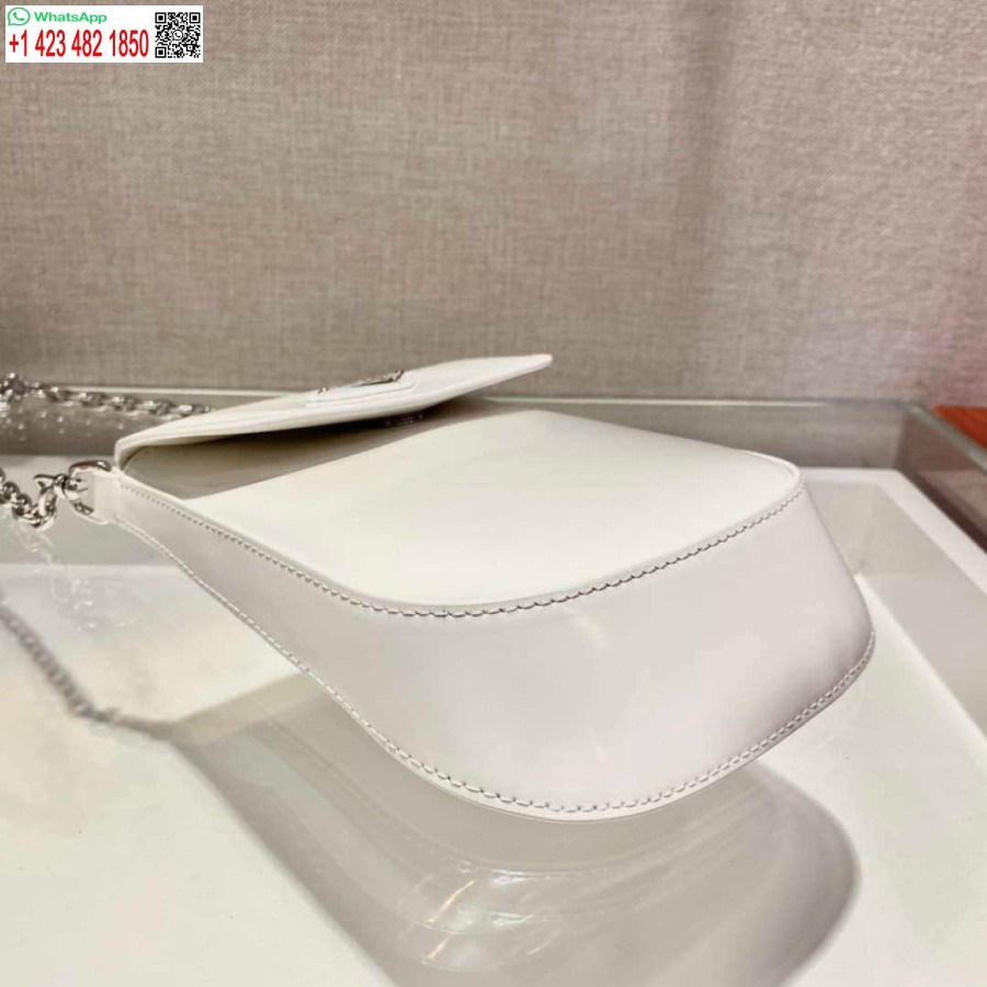 Replica Prada 1bh185 Mini Cleo Piele Periată Alb
