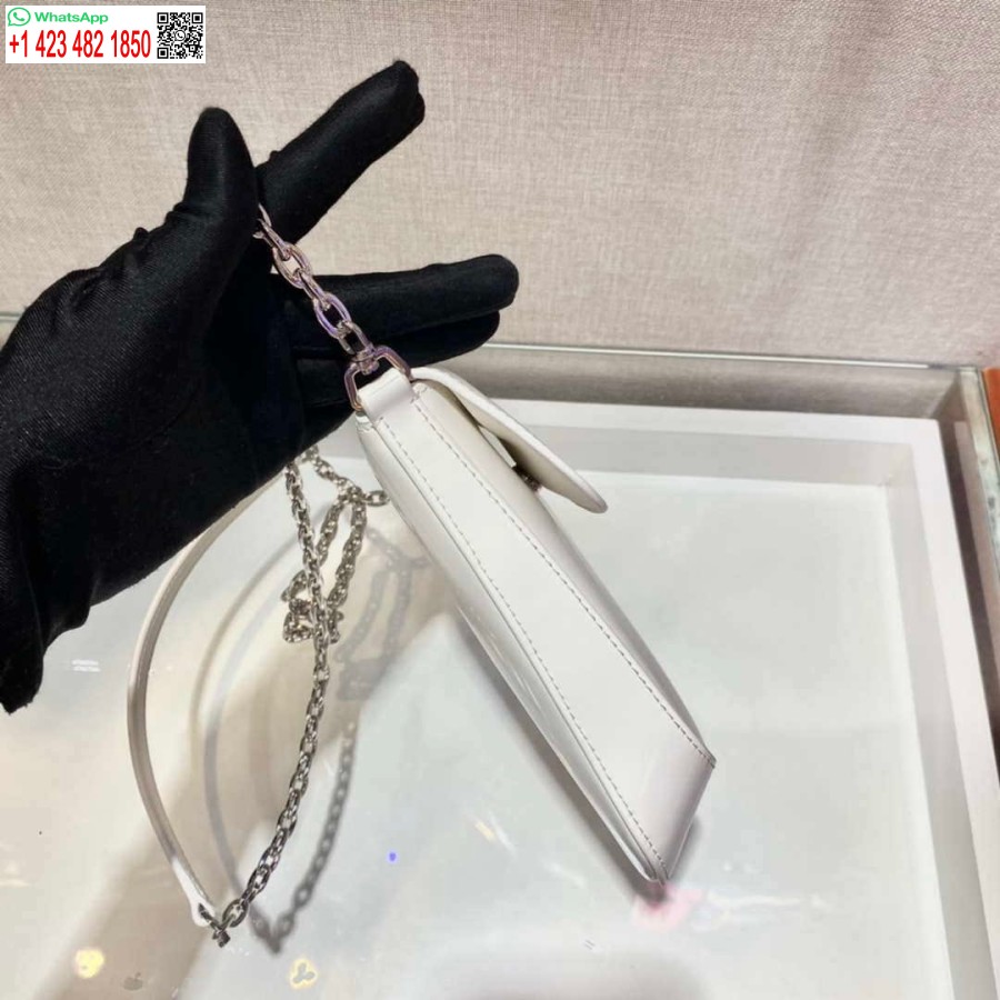 Replica Prada 1bh185 Mini Cleo Piele Periată Alb