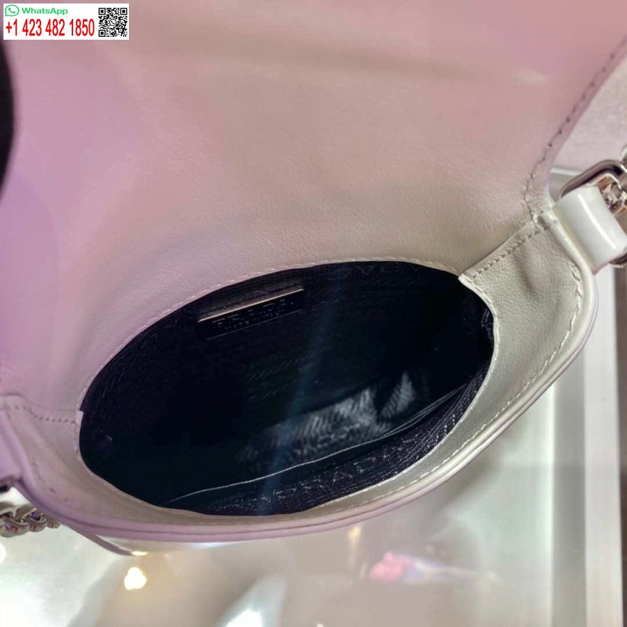 Replica Prada 1bh185 Mini Cleo Piele Periată Alb