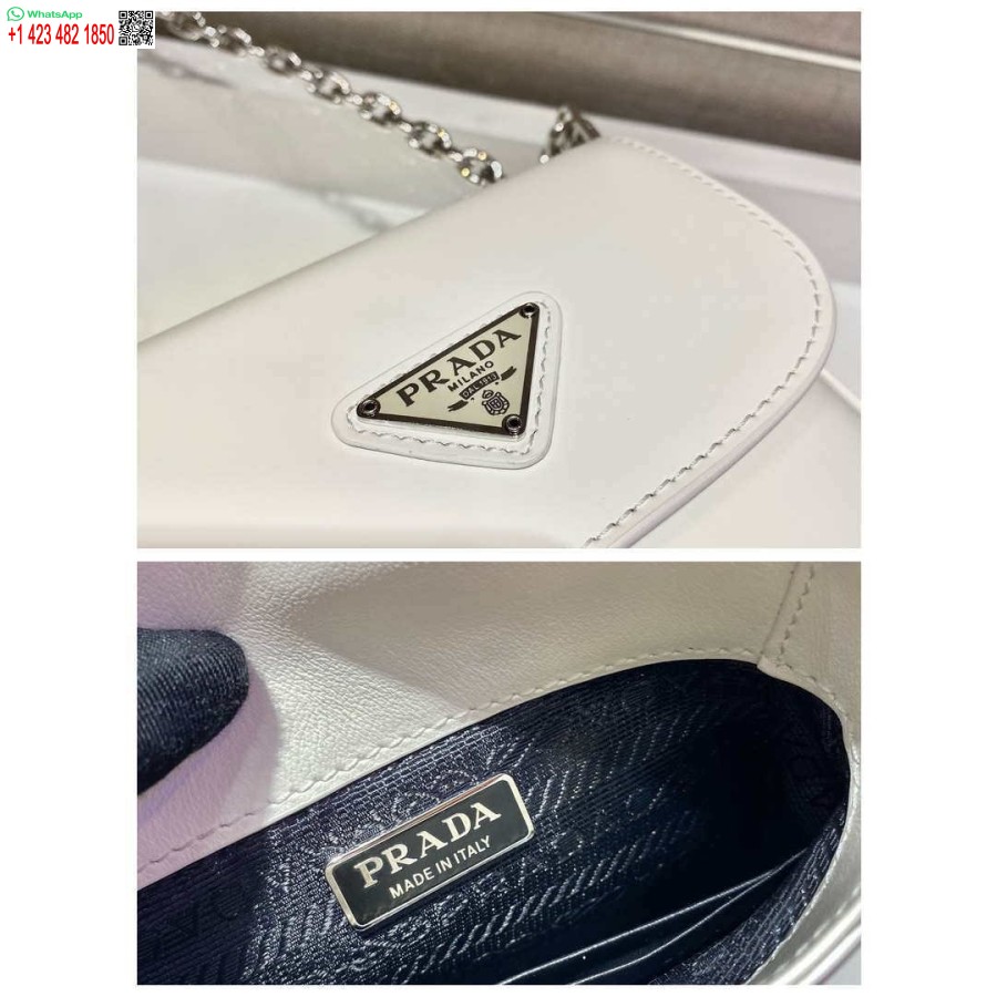 Replica Prada 1bh185 Mini Cleo Piele Periată Alb