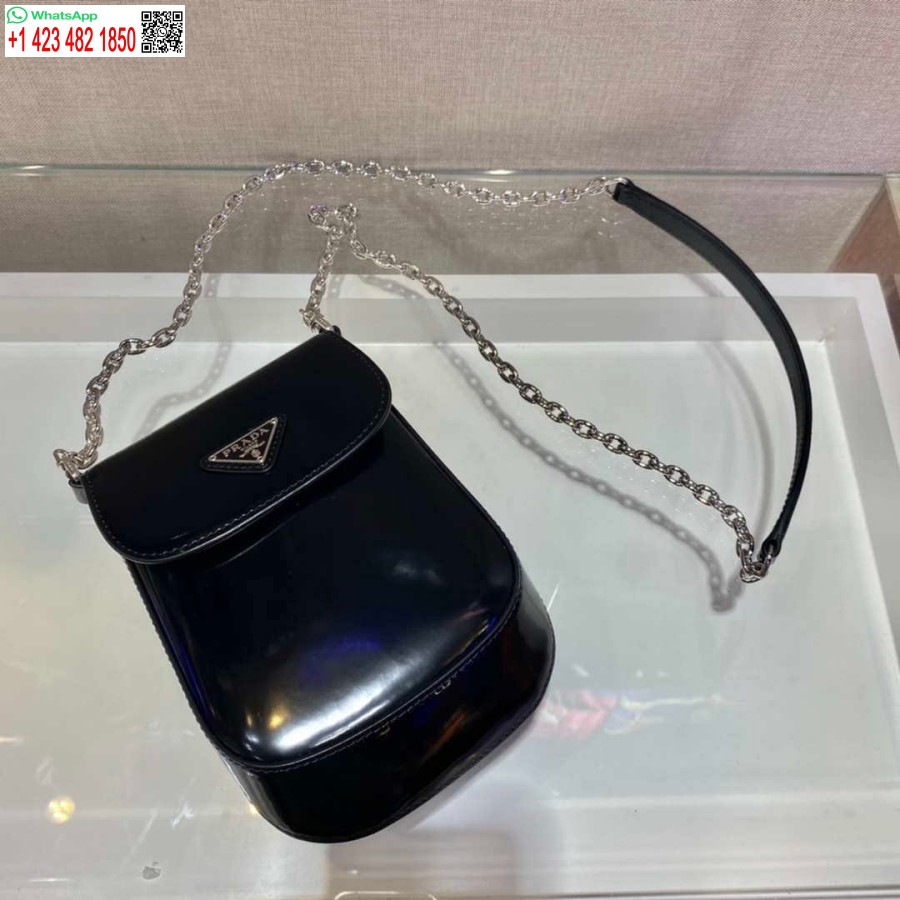 Replica Prada 1bh185 Mini Cleo Piele Periata Neagra