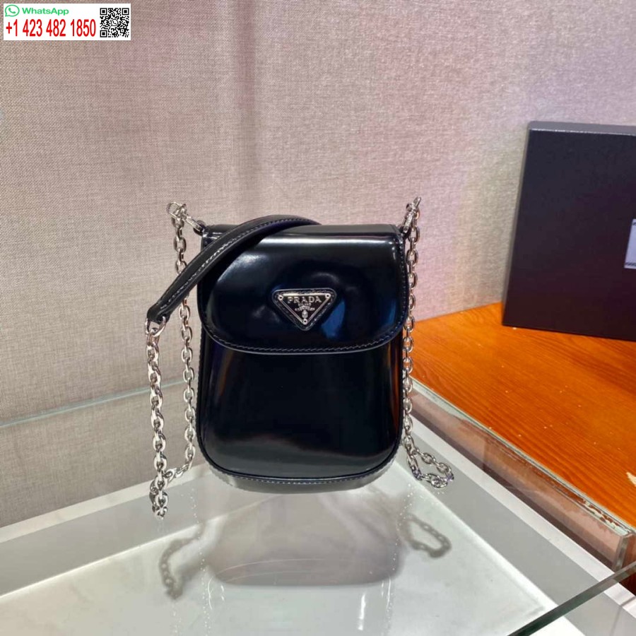 Replica Prada 1bh185 Mini Cleo Piele Periata Neagra