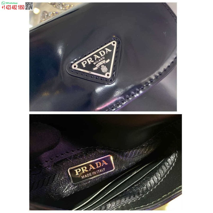 Replica Prada 1bh185 Mini Cleo Piele Periata Neagra