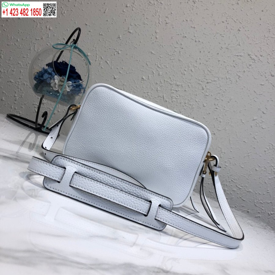 реплика Prada 1bh082 кожена чанта с презрамка от бяло злато