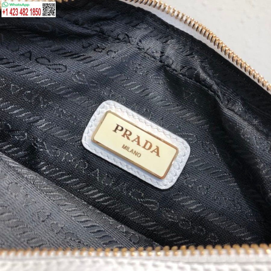 реплика Prada 1bh082 кожена чанта с презрамка от бяло злато