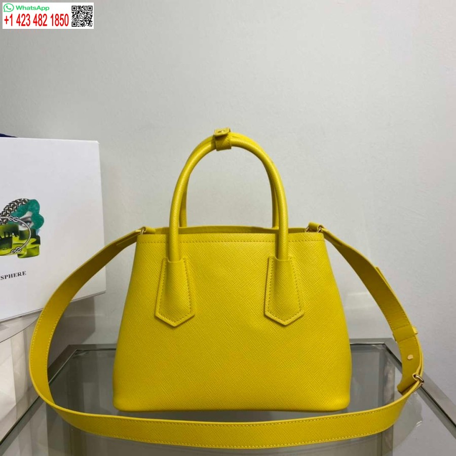 Replica Prada 1bg443 Prada Doppia Mini Borsa In Pelle Saffiano Gialla