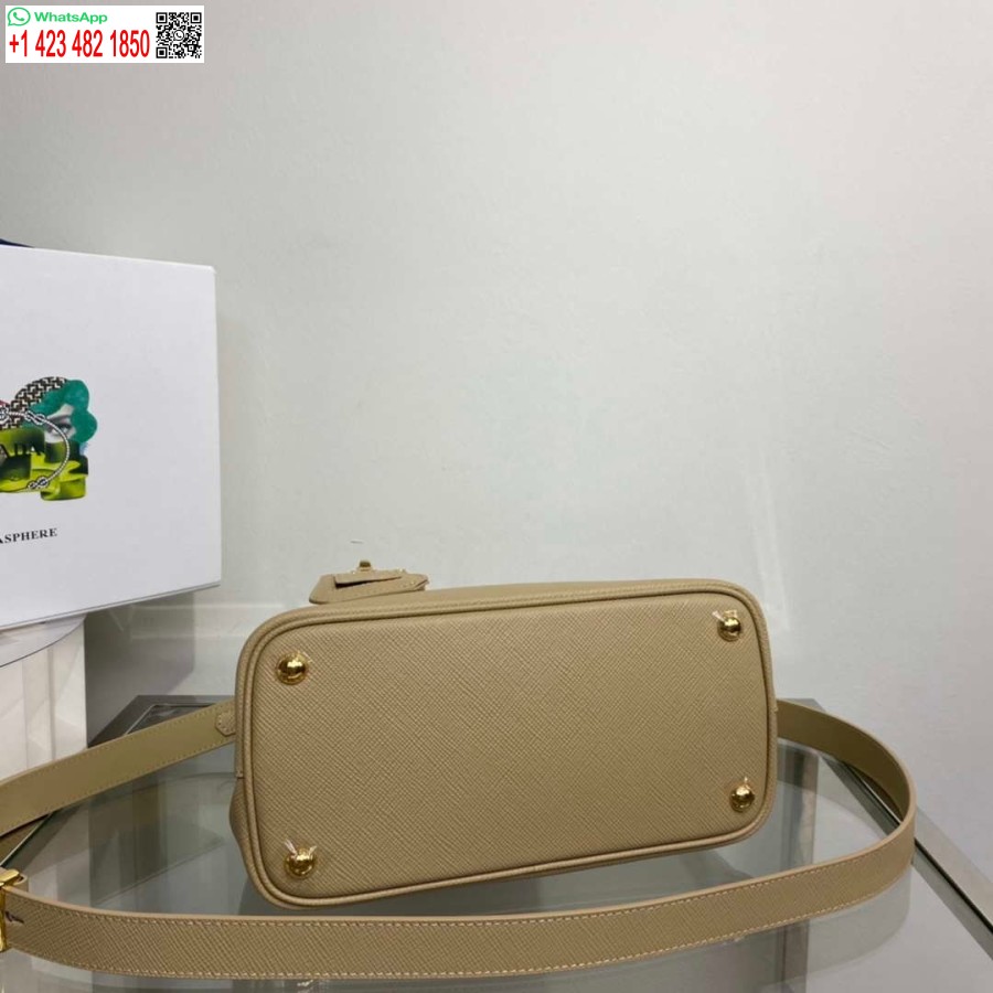 Replika Prada 1bg443 Mini Torbica Prada Iz Dvojnega Saffiano Usnja Rjava