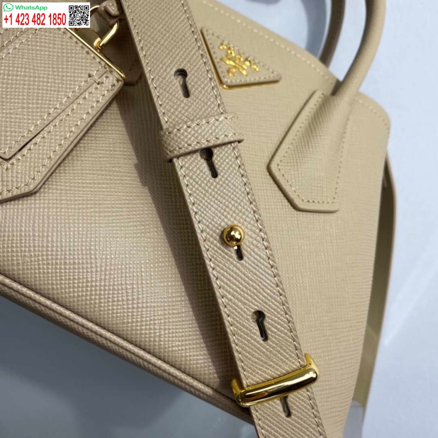 Replika Prada 1bg443 Mini Torbica Prada Iz Dvojnega Saffiano Usnja Rjava