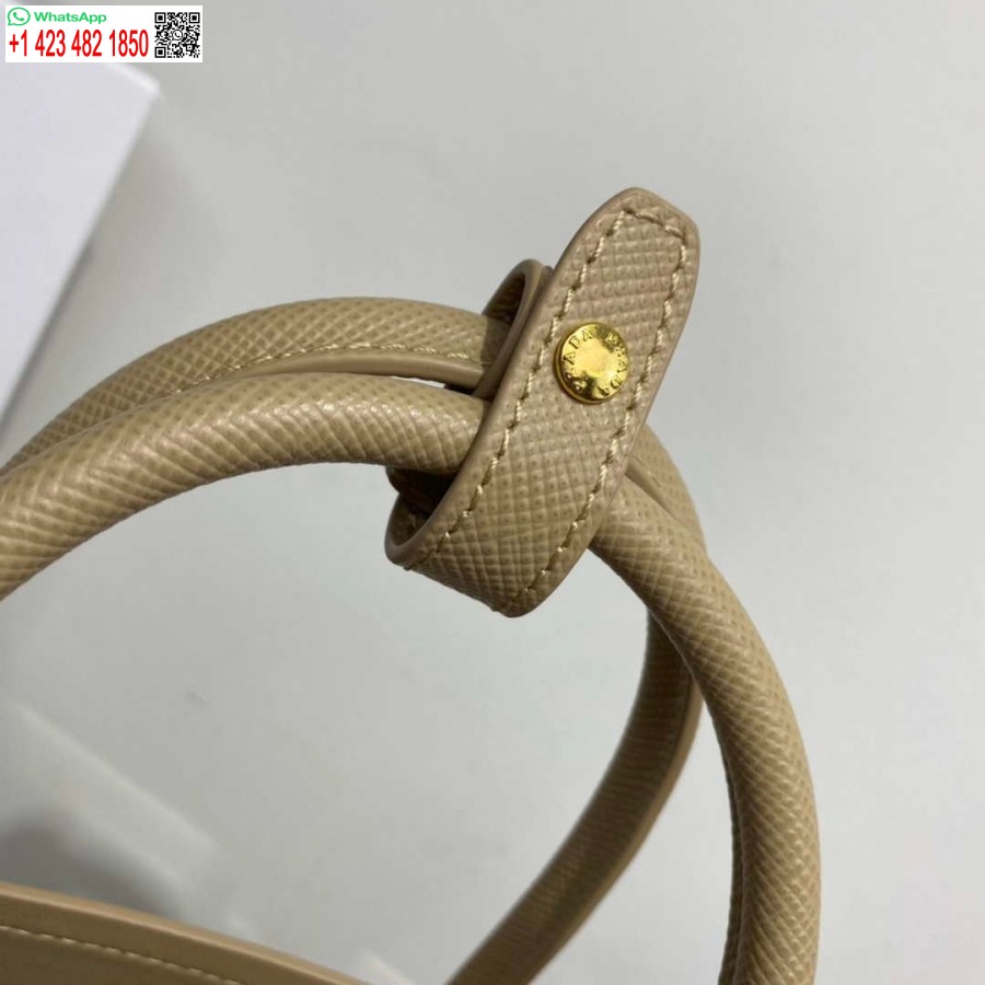 Replika Prada 1bg443 Mini Torbica Prada Iz Dvojnega Saffiano Usnja Rjava