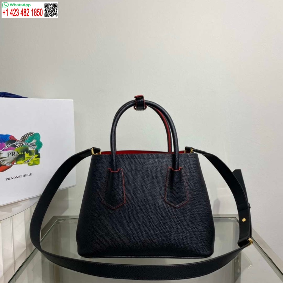 Replica Prada 1bg443 Prada Doppia Mini Borsa In Pelle Saffiano Nera