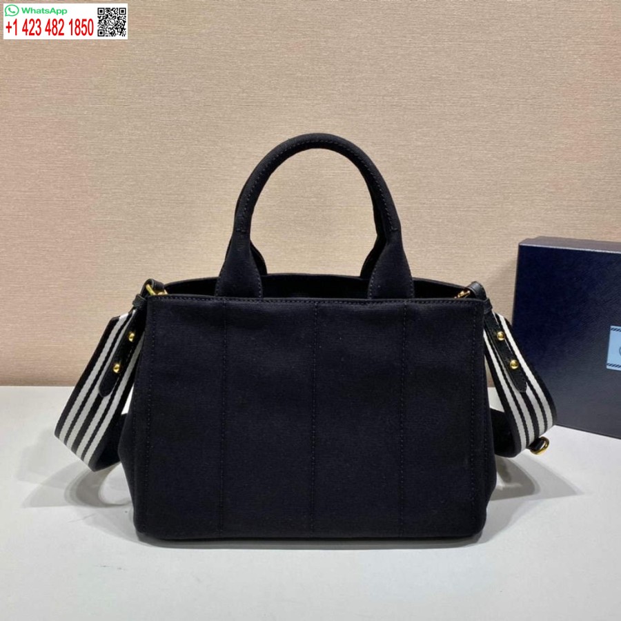 Replică Prada 1bg439 Geantă Tote Din Denim Alb-negru