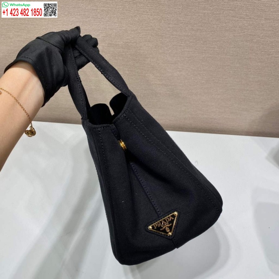 Replică Prada 1bg439 Geantă Tote Din Denim Alb-negru