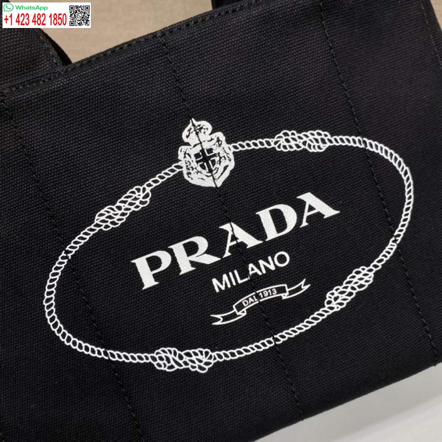 Replică Prada 1bg439 Geantă Tote Din Denim Alb-negru