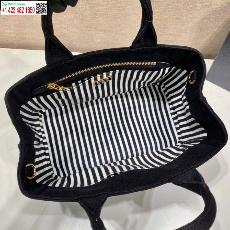 Replică Prada 1bg439 Geantă Tote Din Denim Alb-negru