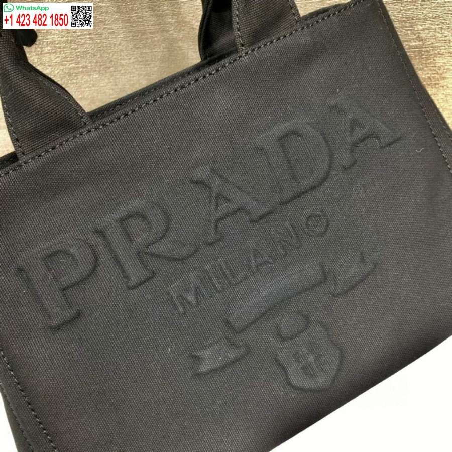 Replik Prada 1BG439 Denim-Einkaufstasche Schwarz
