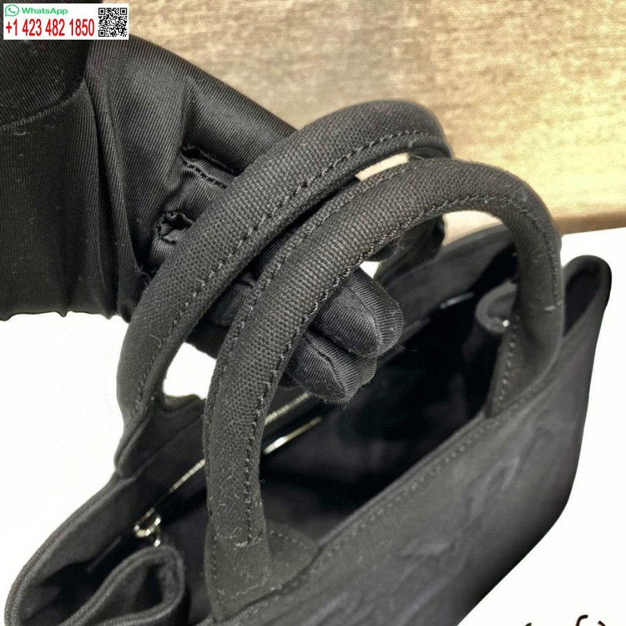 Replik Prada 1BG439 Denim-Einkaufstasche Schwarz