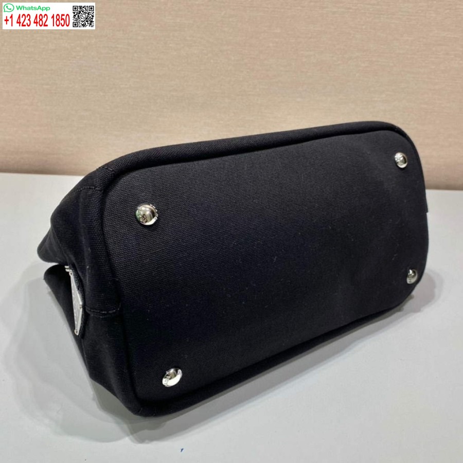 Replik Prada 1BG439 Denim-Einkaufstasche Schwarz