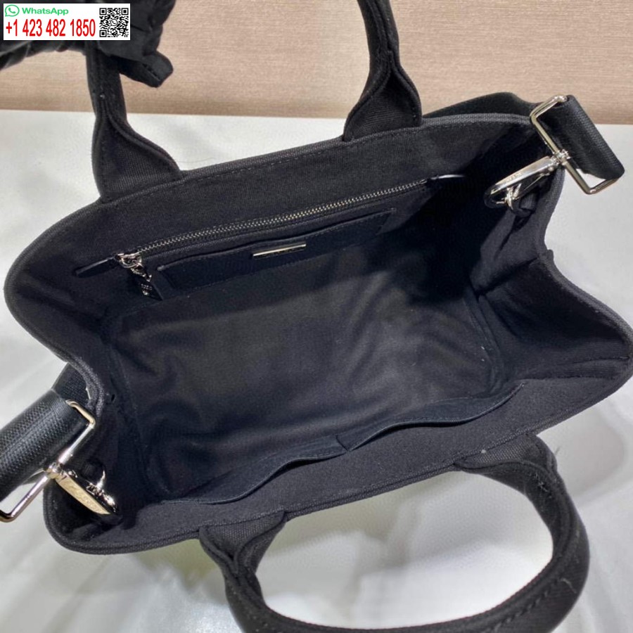 Replik Prada 1BG439 Denim-Einkaufstasche Schwarz