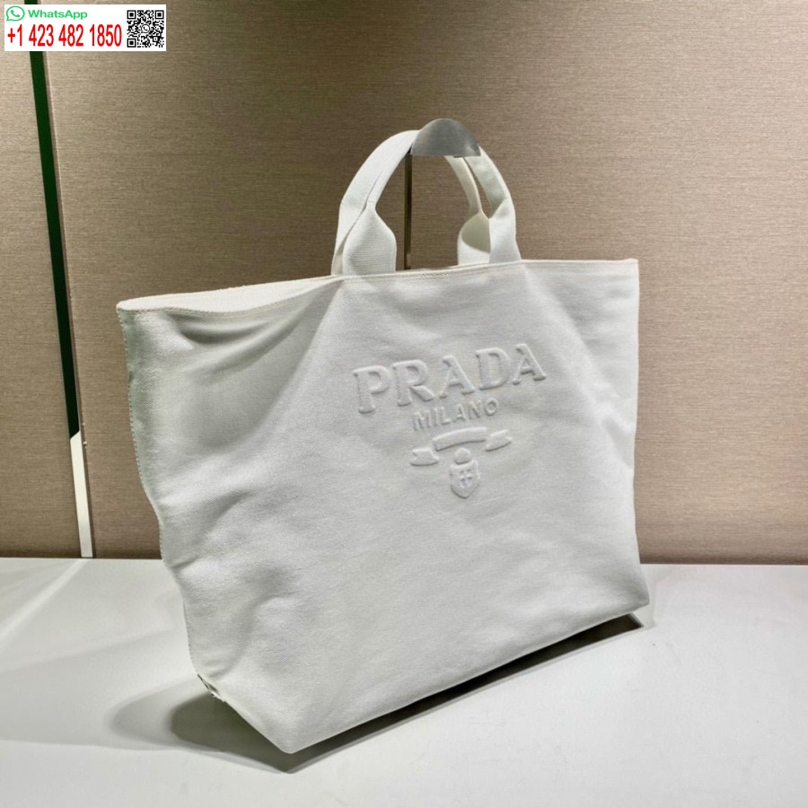 τσάντα ώμου ρεπλίκα Prada 1bg395 τρυπάνι λευκή