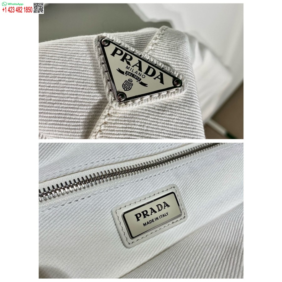 τσάντα ώμου ρεπλίκα Prada 1bg395 τρυπάνι λευκή