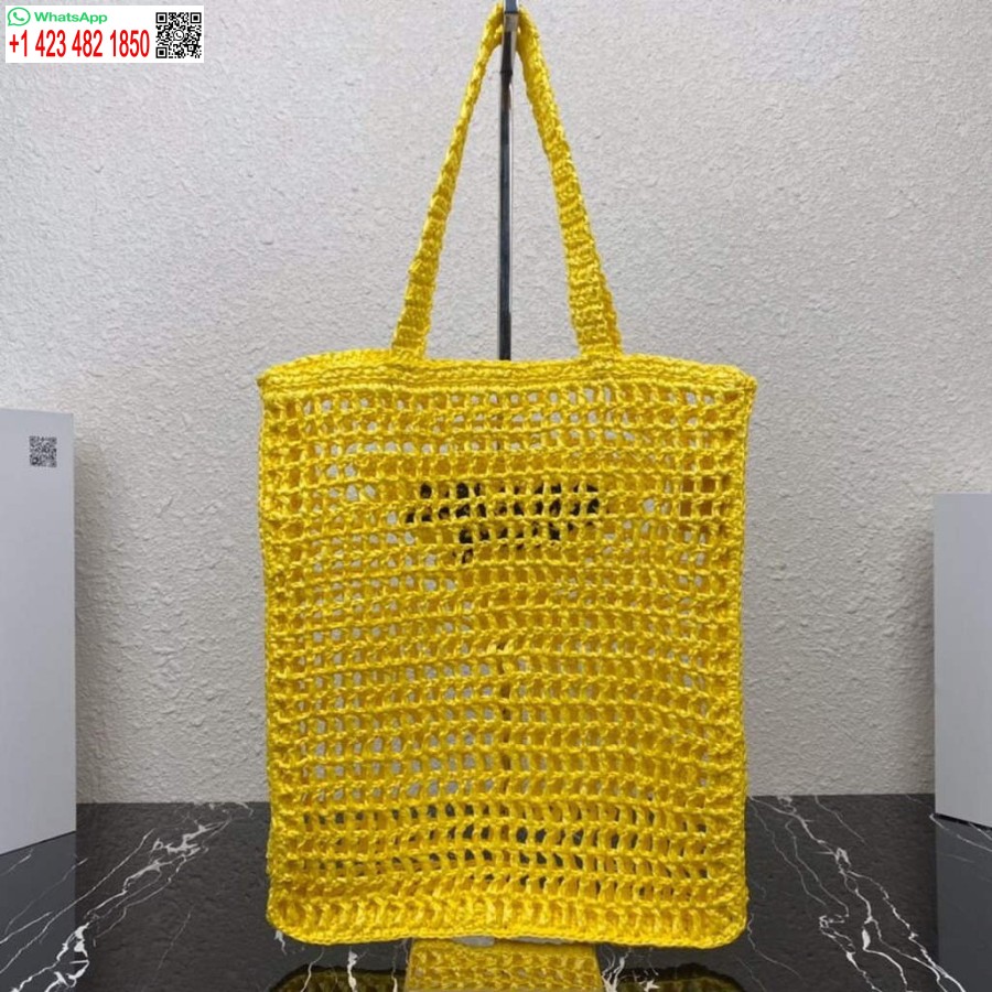 Replik Prada 1BG393 Bast-Einkaufstasche Gelb