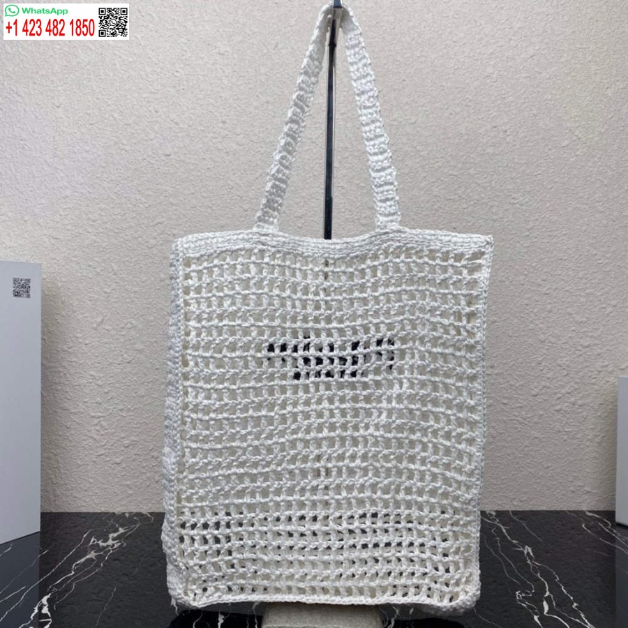 Replik Prada 1BG393 Bast-Einkaufstasche Weiß