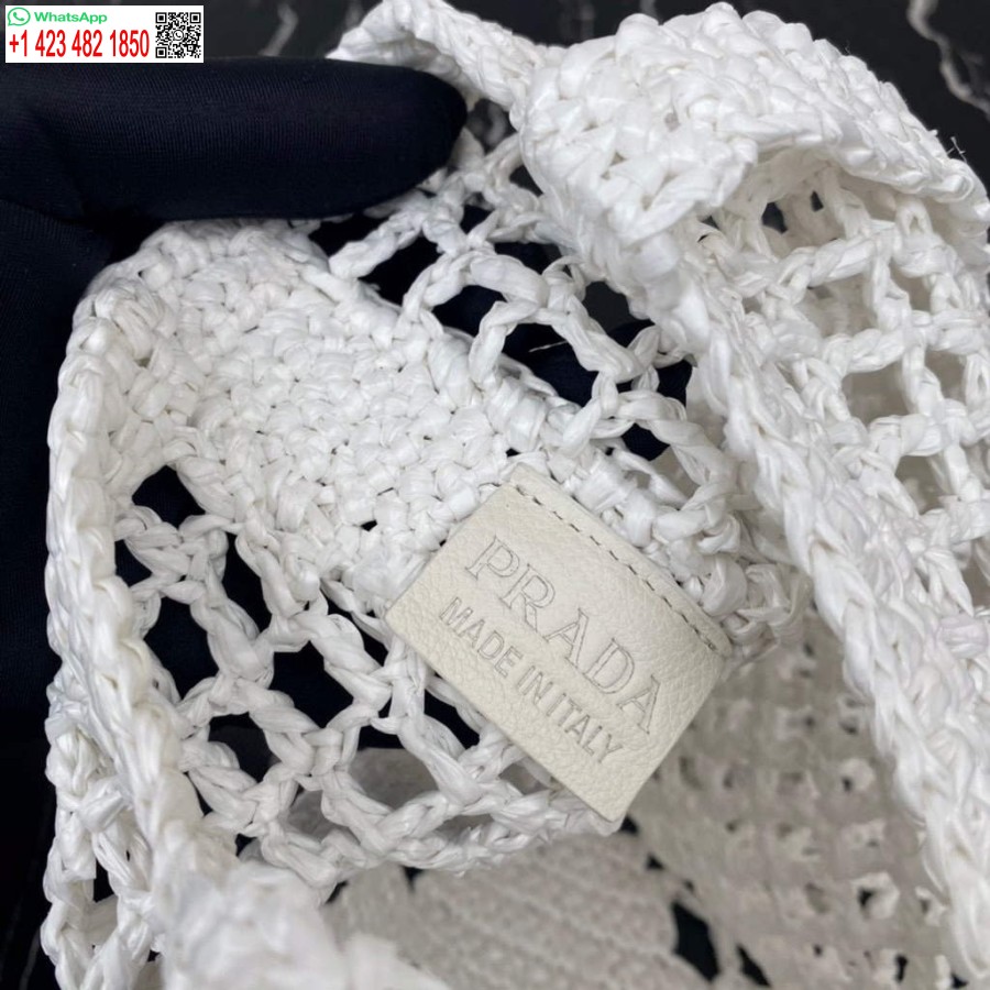 Replik Prada 1BG393 Bast-Einkaufstasche Weiß
