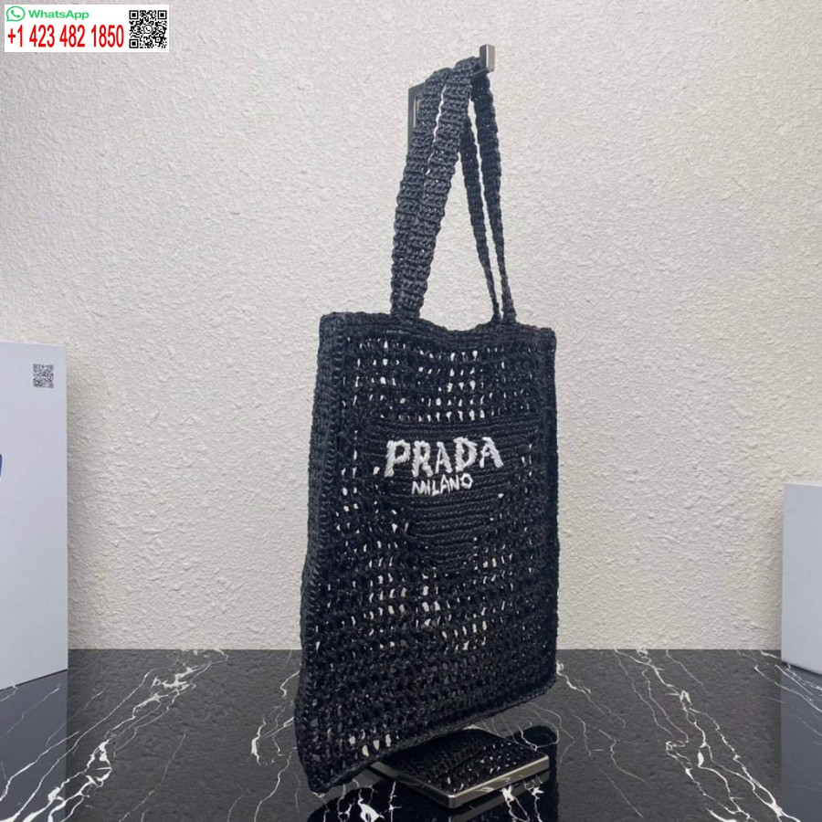 Replika Torby Prada 1bg393 Z Rafii W Kolorze Czarnym
