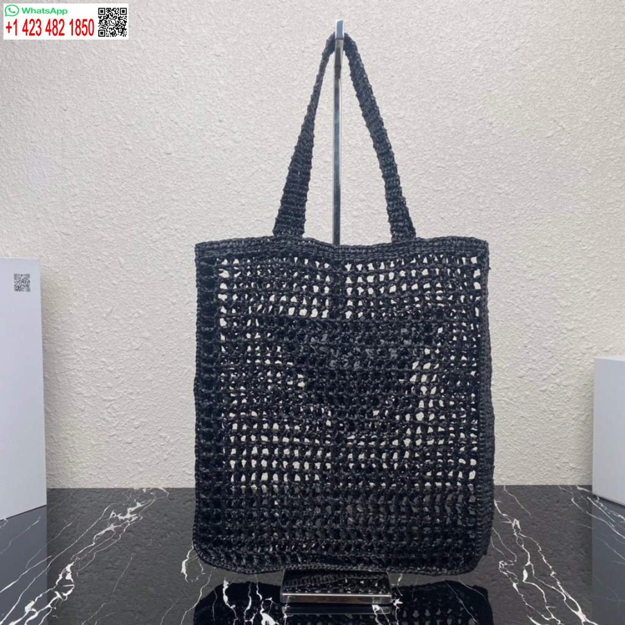 Replika Torby Prada 1bg393 Z Rafii W Kolorze Czarnym