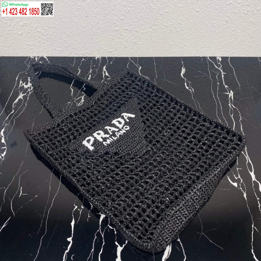 Replika Torby Prada 1bg393 Z Rafii W Kolorze Czarnym