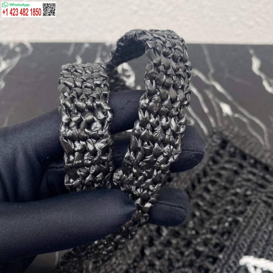 Replika Torby Prada 1bg393 Z Rafii W Kolorze Czarnym