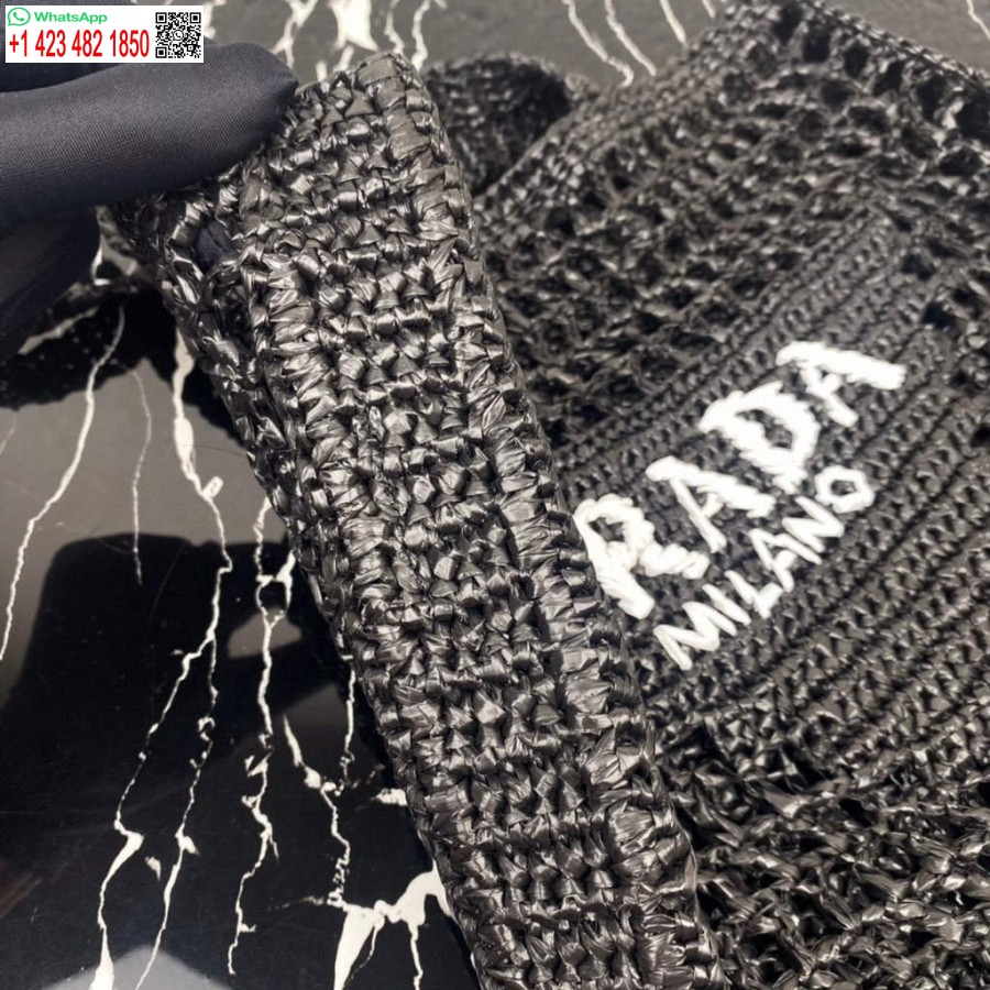 Replika Torby Prada 1bg393 Z Rafii W Kolorze Czarnym