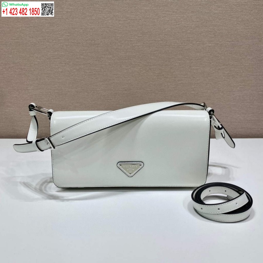 Replika Prada 1bd323 Fırçalanmış Deri Prada Femme Çanta Beyaz